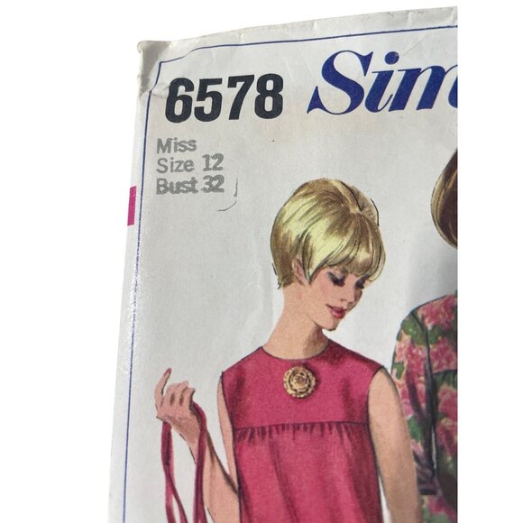 Simplicity 6578 Sewing Pattern Size 12 Misses One Piece Dress Vintage 60s UNCUT - Picture 2 of 7